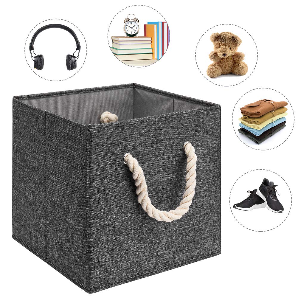 13 Inch Storage Boxes Fabric Cube Storage Bins Foldable Storage Basket Grey Storage Cube Inserts With Handles Collapsible Orgniz